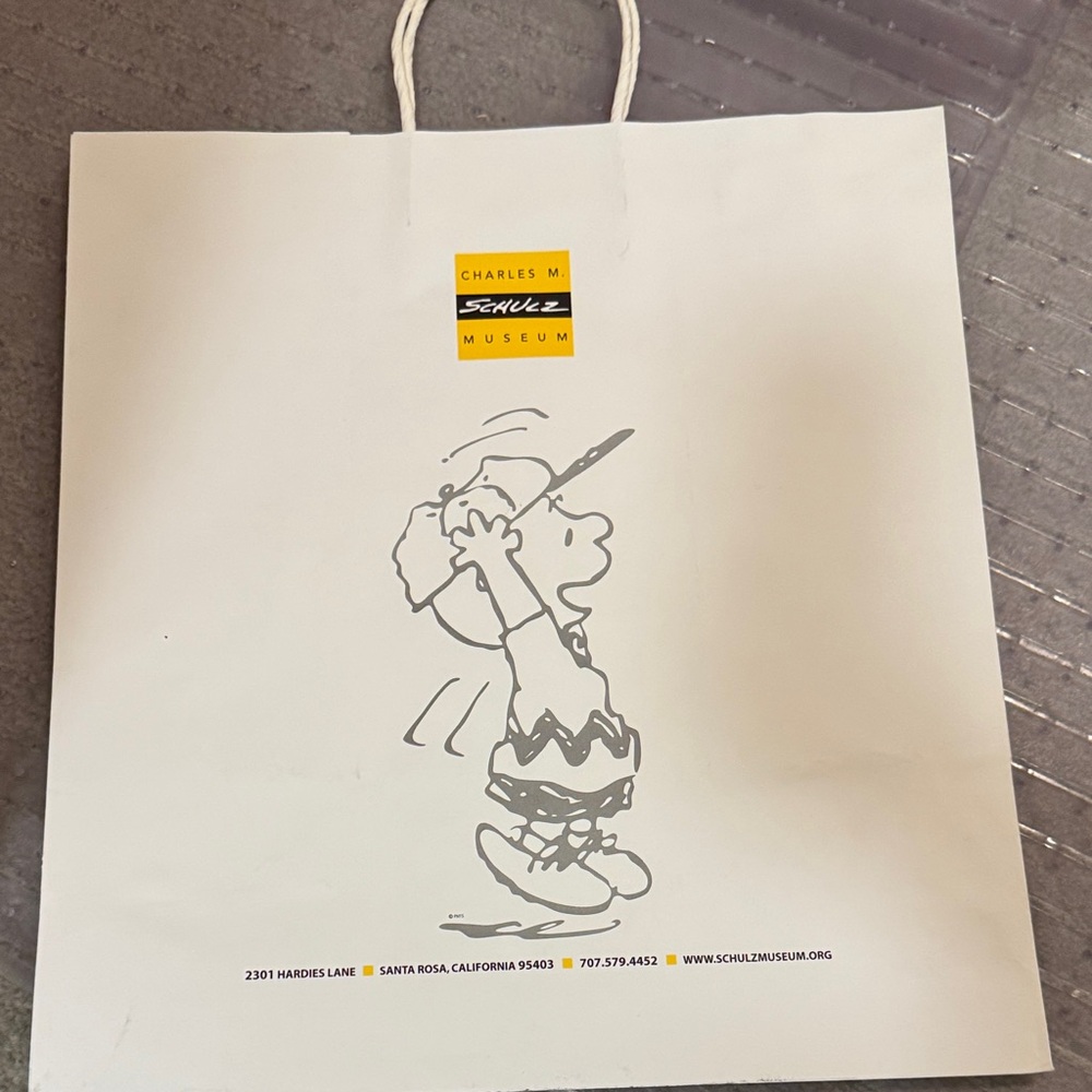 Charles M. Schulz museum big paper bag, collection item.